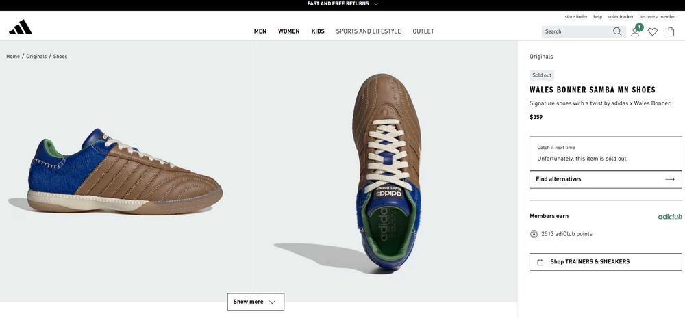 Дамски маратонки ADIDAS SAMBA MILLENIUM by WALES BONNER  Дизайнерски модел  EU38 2/3