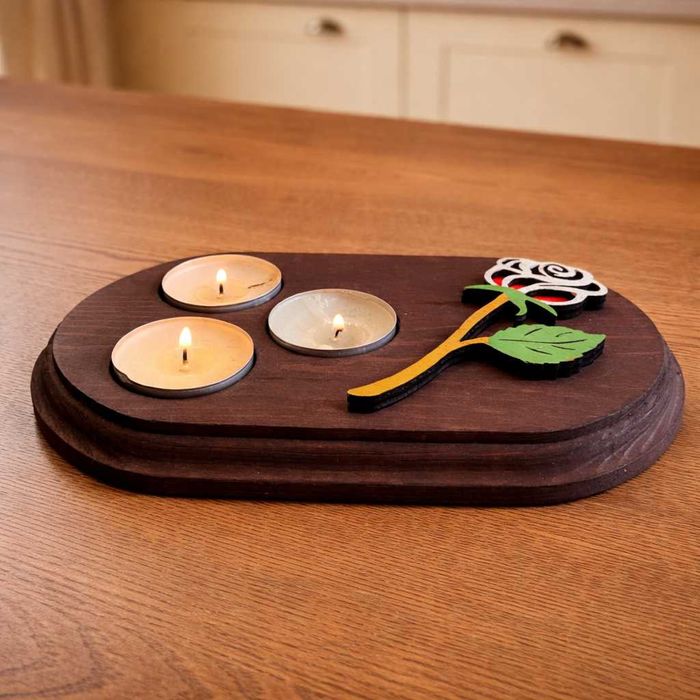 Дизайнерски ръчно изработени свещници от дърво