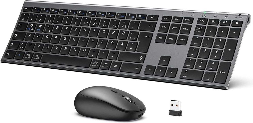 Set Tastatură și Mouse Wireless Reîncărcabil Mod Dual