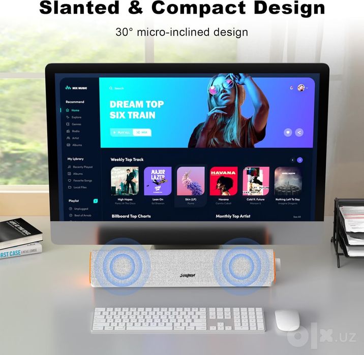 SOULION R50: Bluetooth-колонка для ПК, USB, 3.5мм, LED-подсветка