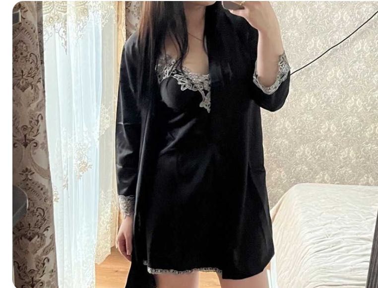 Дамски сатениран комплект за спане от 5 части