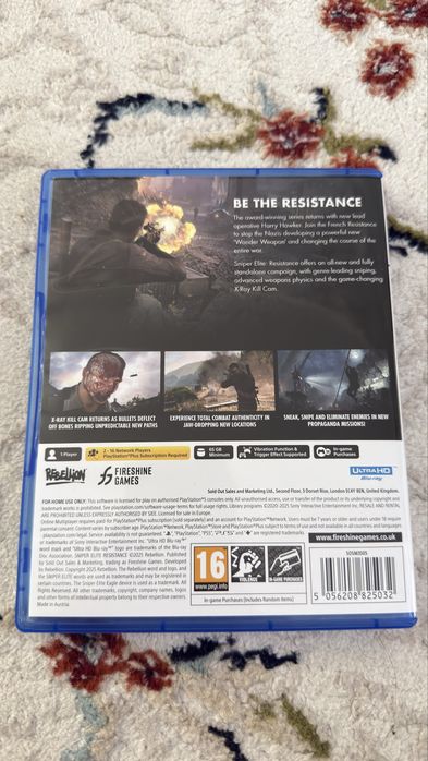 Диск игра на пс 5 Sniper elite resistance ps 5 1