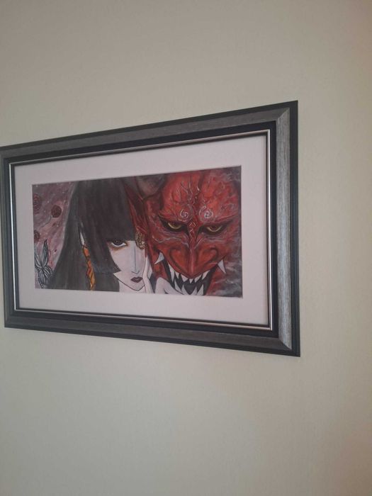 Картина (акварел в рамка ) "Зад Маската"