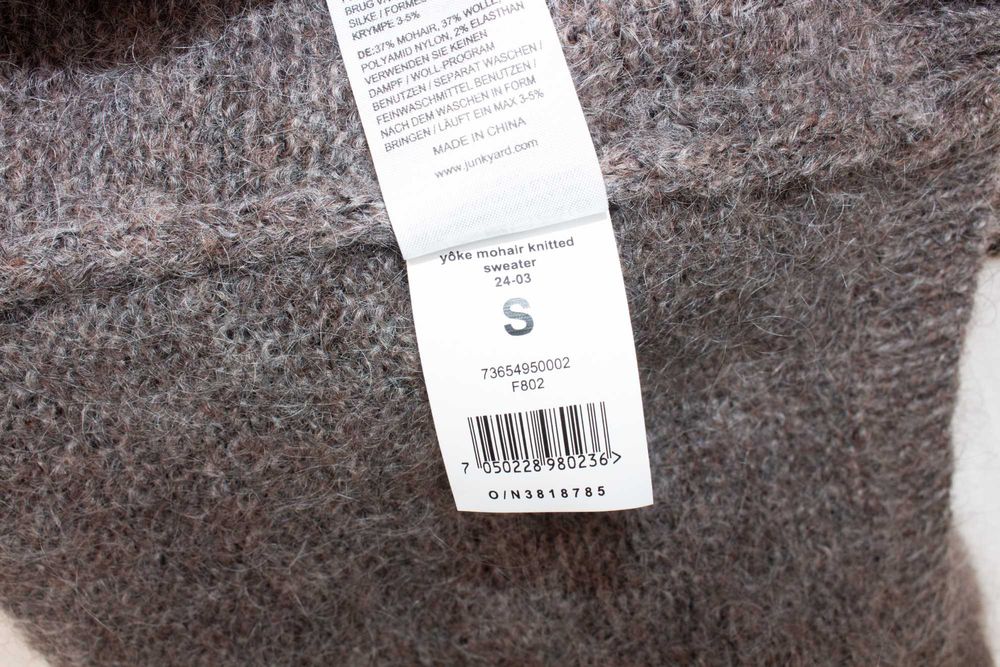 Yôke дамски пуловер от мохер и вълна кафяв меланж овърсайз S
