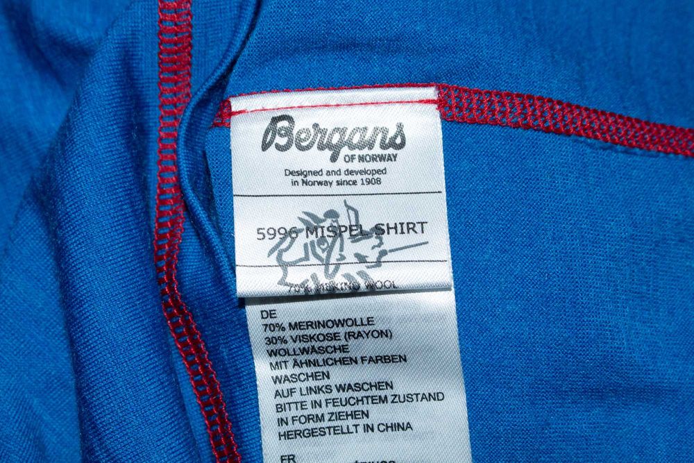 Bergans мъжка блуза от мериносна вълна дълъг ръкав термо бельо синя L