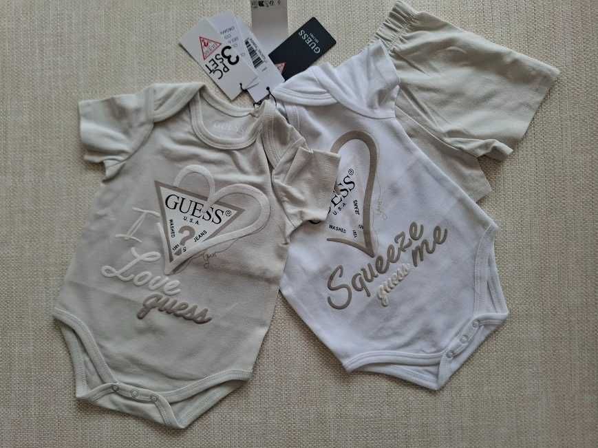 Нов бебешки комплект от 3 части Guess , 3-6 м