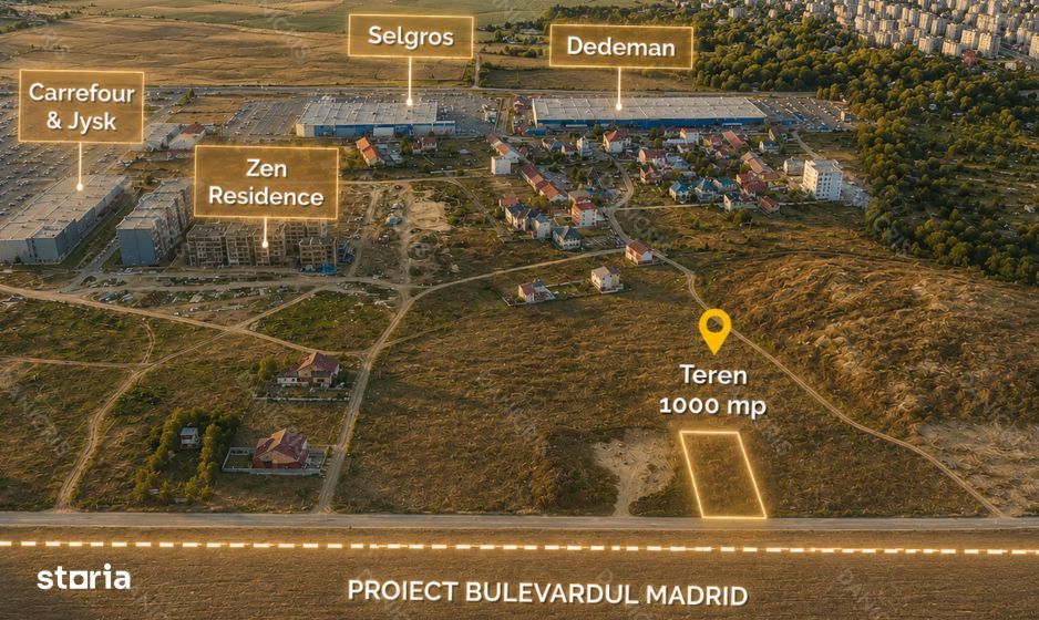 Teren intravilan 1.000 mp | Zona Dedeman | Comision 0%