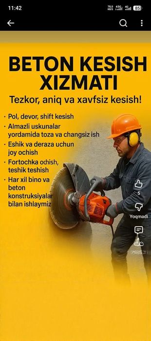 Beton teshish eshik ochish