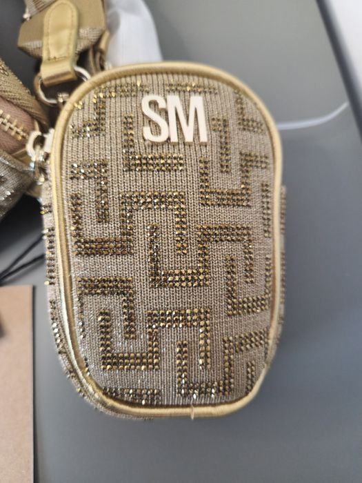 Оригинална дамска чанта Steve Madden - Бежова с кристали