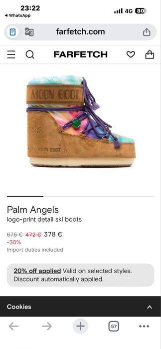 Cizme Moon Boot Palm Angels noi , 39-41