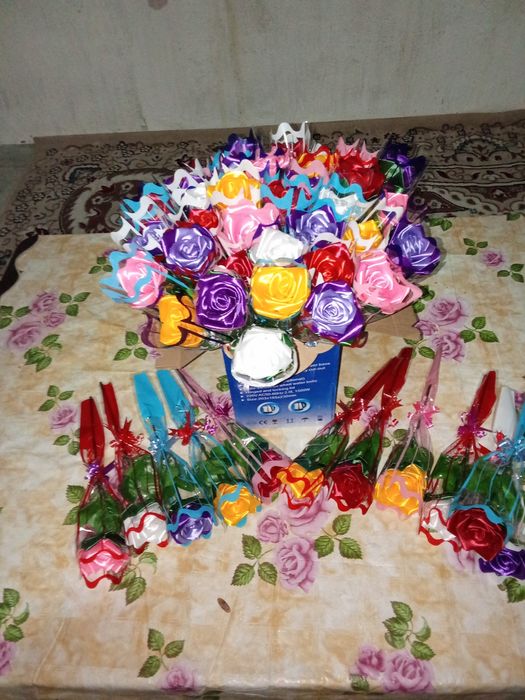 Вечные цветы из атласных лент