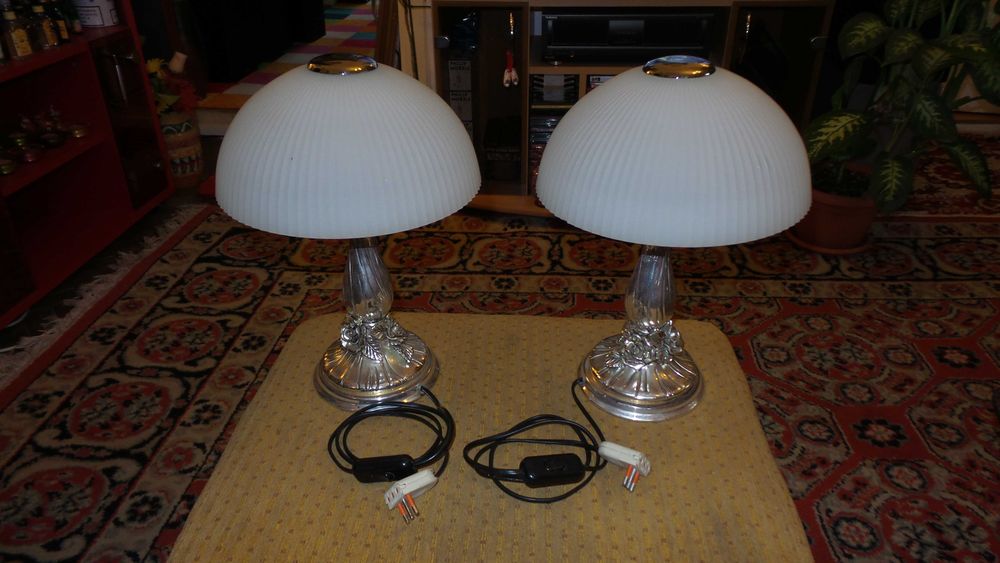 Veioze vintage Stillarte Italia laminate cu Argint, 45cm, impecabile