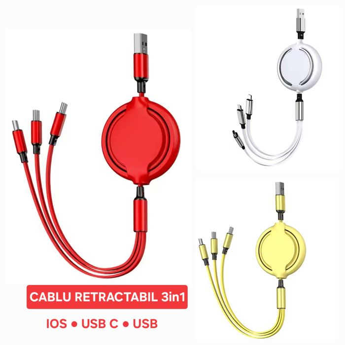 Cabluri Fastcharge+Date 3în1: IOS/USBC/USB. Diferite modele.