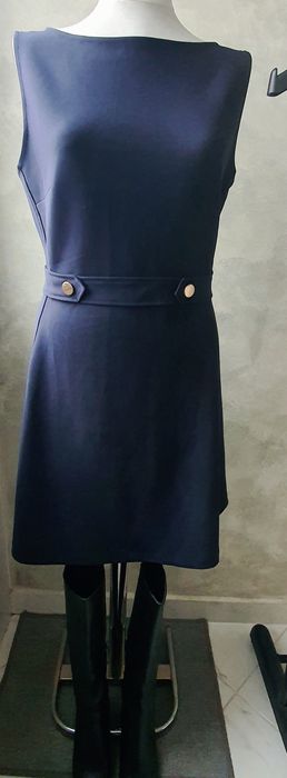 Тъмно синя дамска офис рокля