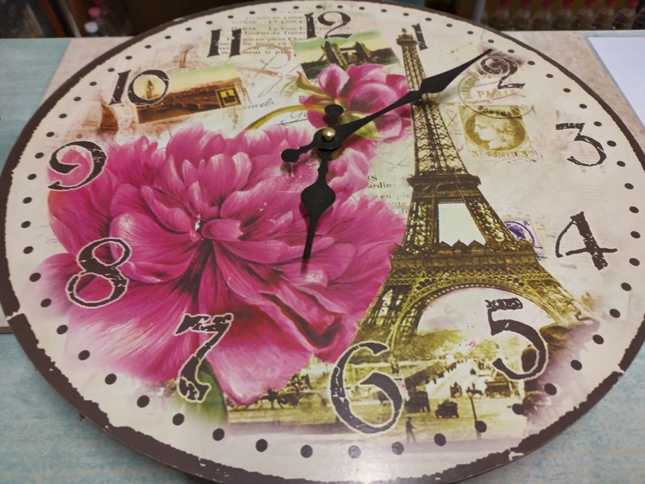 Стенен часовник  с цветя 35 sm  - Винтидж стил