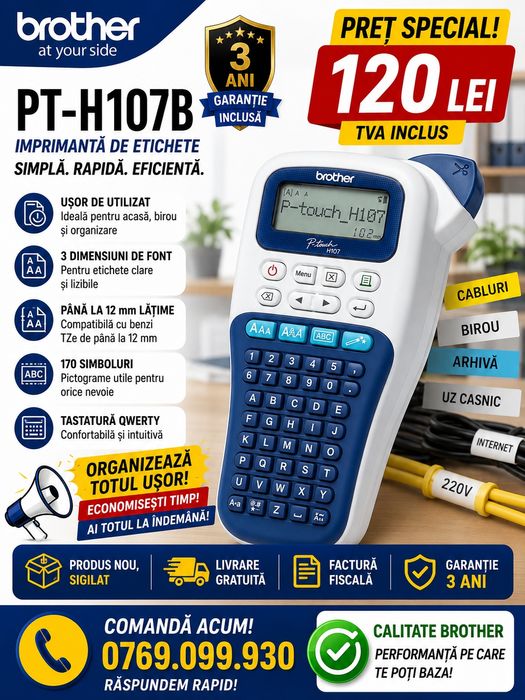 Brother PT-H107B | Produs nou, sigilat | Livrare gratuita