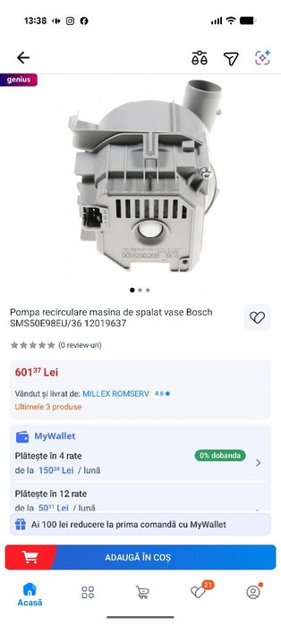pompa Recirculare Originală Bosch 12019637