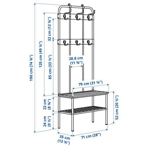 Закачалка за дрехи и пейка с рафт за обувки IKEA