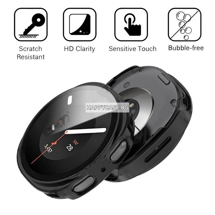 Samsung Galaxy Watch 9 44 mm / Watch 9 40 mm / 360° Твърд пластмасов кейс с вграден протектор за екран
