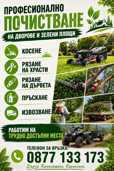 ПРОФЕСИОНАЛНО ПОЧИСТВАНЕ НА ДВОРОВЕ И ТЕРЕНИ