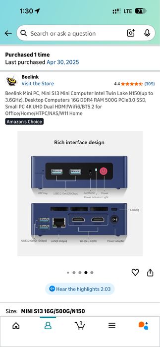 Beelink Mini Pc Mini Kompyuter мини компьютер ddr4 16gb ssd 500gb