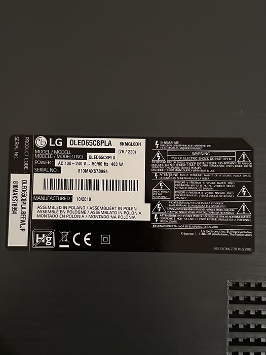 LG OLED C8 65’’ инча Smart 4K TV Телевизор OLED65C8PLA