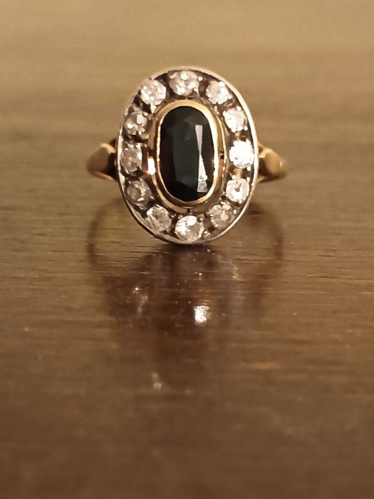 Inel aur 18K safir și diamante