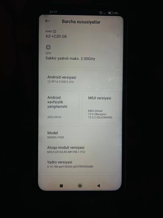 Xiaomi Redmi note 9