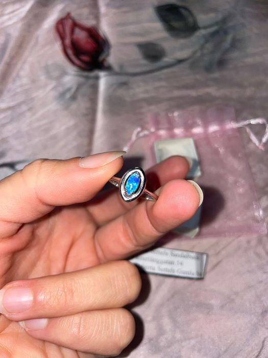 Сребърен пръстен със син опал Австралийски нов