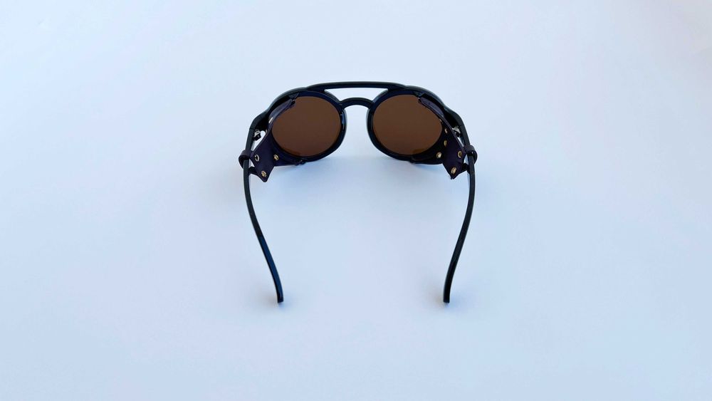 Ochelari de soare Steampunk Rotunzi Maro cu Piele ecologica