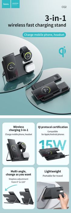 Hoco CQ2 Magnetic 3в1 PD-30W Samsung Galaxy 24 25 Ultra Watch Buds