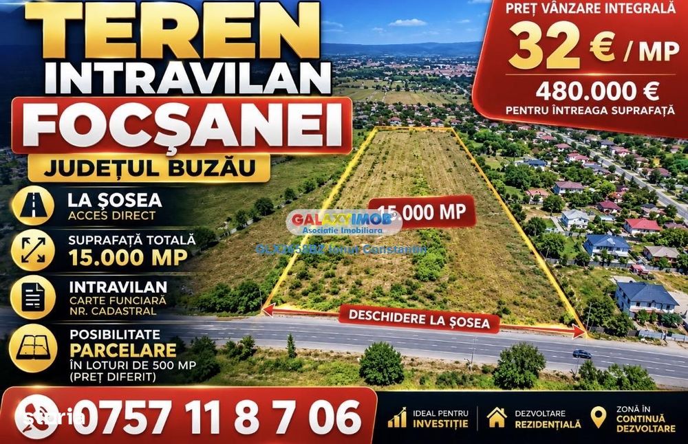 Teren intravilan Focsanei, la sosea, ideal investitie