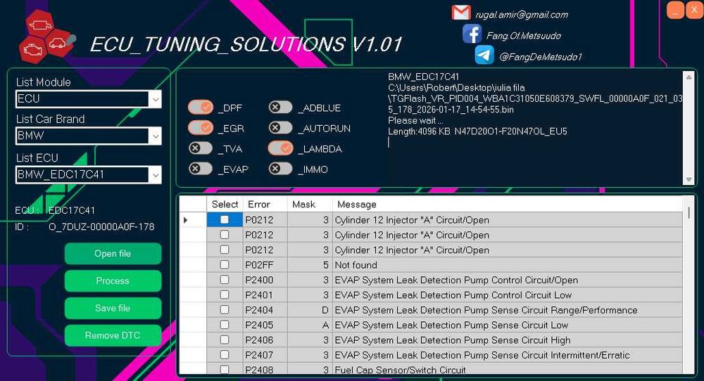 DaVinci Deluxe 1.0.37 -  ECU TUNNING SOLUTIONS V1.01 - ECU Remap EGR DPF SCR NOX