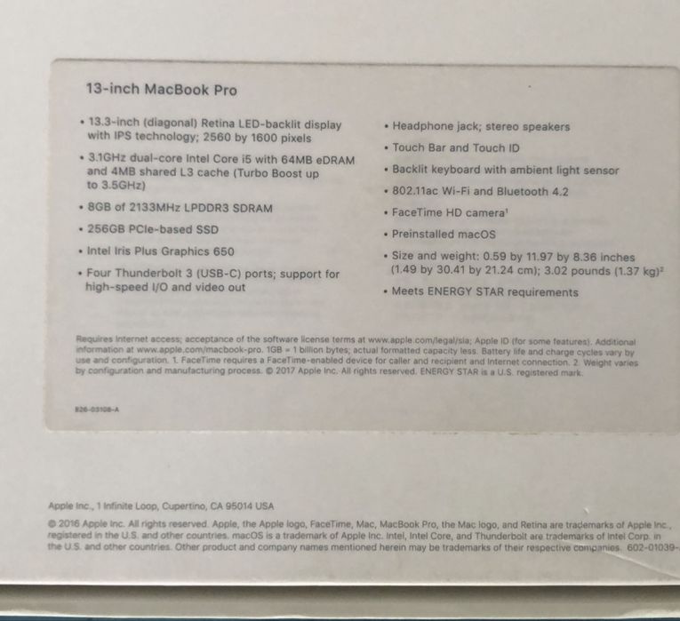 Macbook pro 2017 display spart