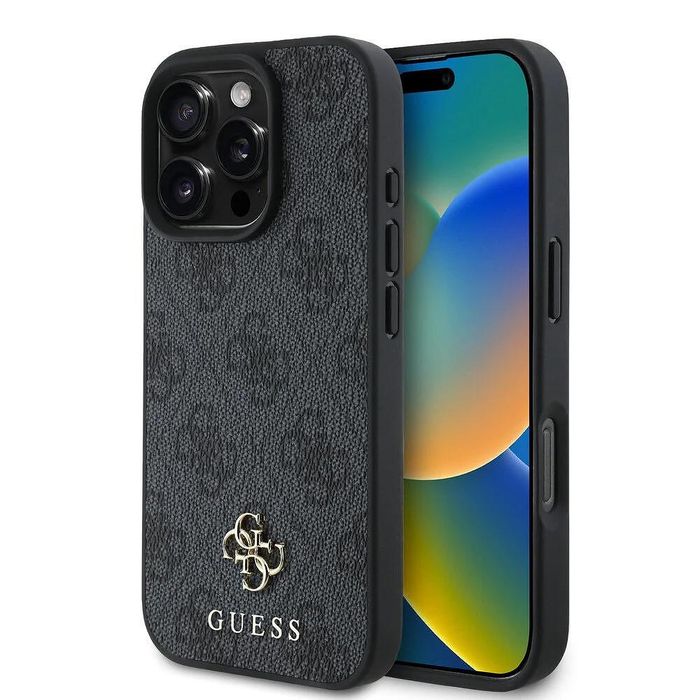 Guess IPhone 16 Hülle – 4G Ring Classic Logo, Rosa, Hardcase Mit Magnetring