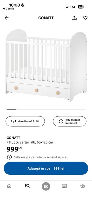 Patut bebelusi Ikea Gonatt + carusel Chicco