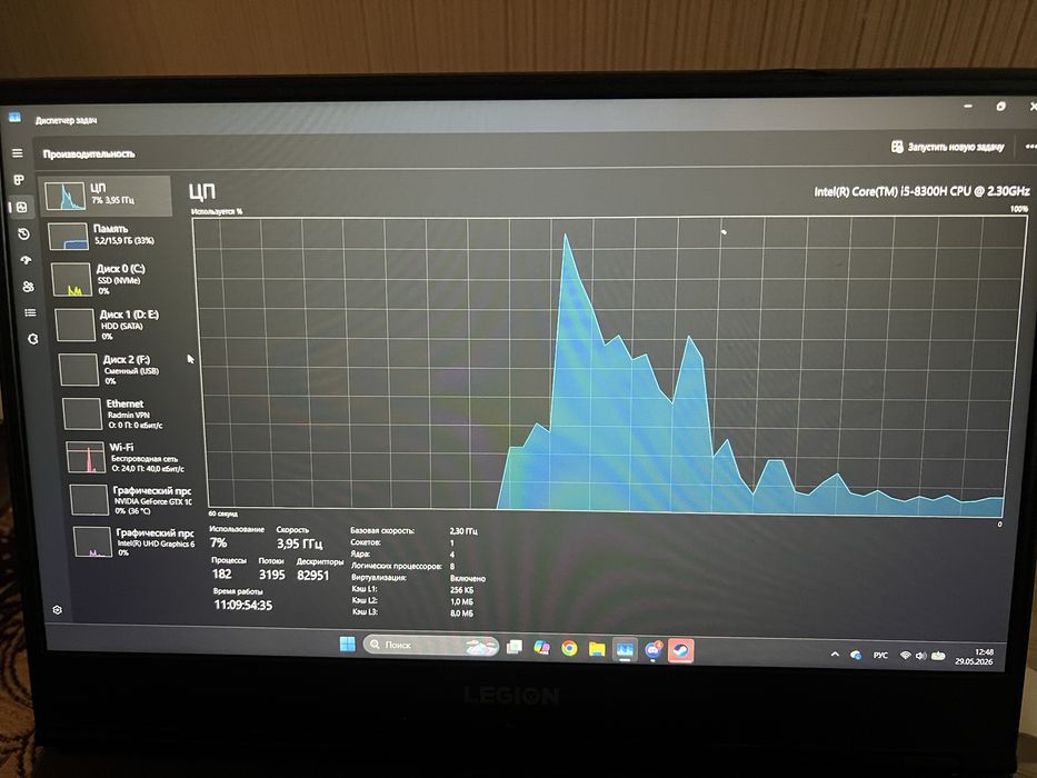 Ноутбук 1050+i5 8300h SSD500Gb HDD1Tb