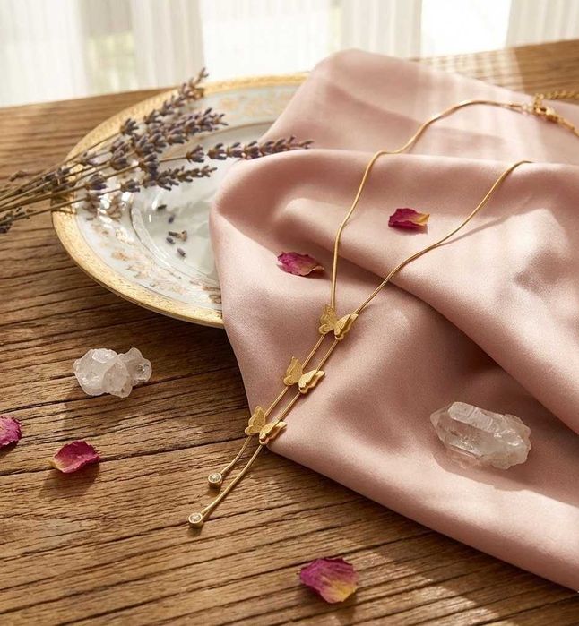 Cadou Ideal Premium Set Bratara Cercei Colier Otel Inox Placat Aur 18K