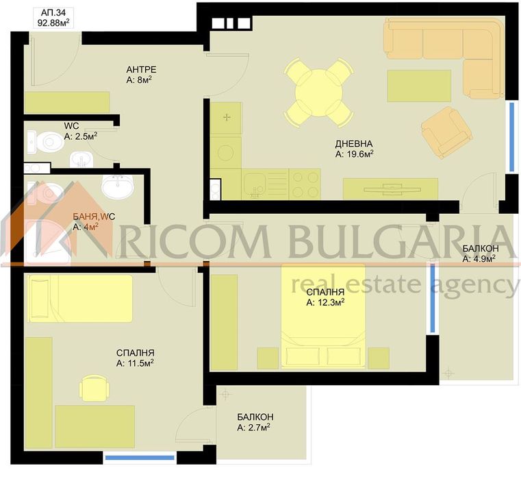 3-стаен в Варна-Победа площ 93