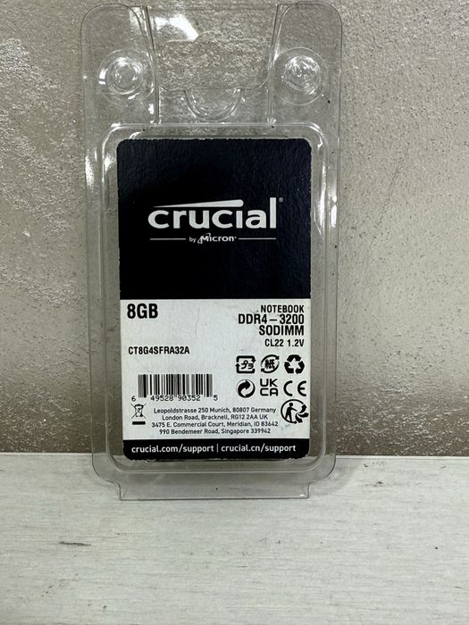 Memorie laptop Crucial 8GB, DDR4, 3200MHz, CL22, 1.2v sigilat !