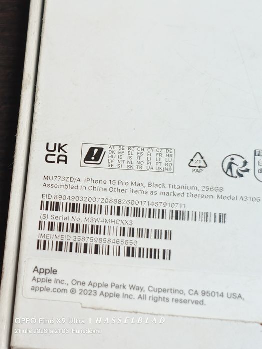 Apple iPhone 15 Pro Max -256 GB Titanium Black