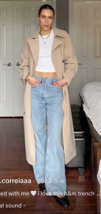 Palton Lung MASSIMO DUTTI – Bej – Mărimea 36 – Primăvară/Toamnă