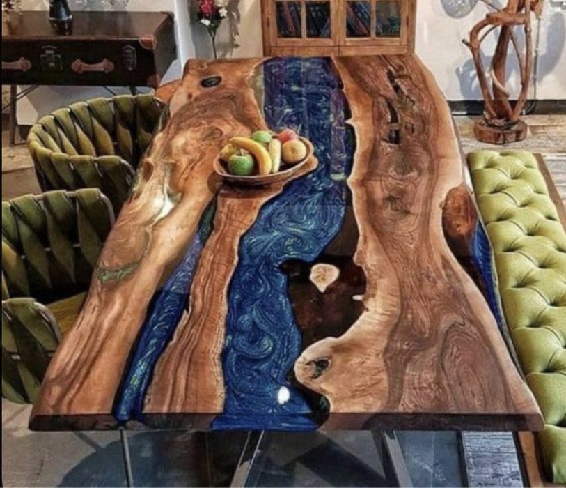 Маса от дърво и епоксидна смола / Холна / Трапезна