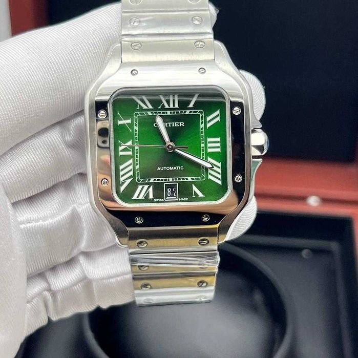 Автоматичен мъжки часовник Cartier Santos de Cartier Green
