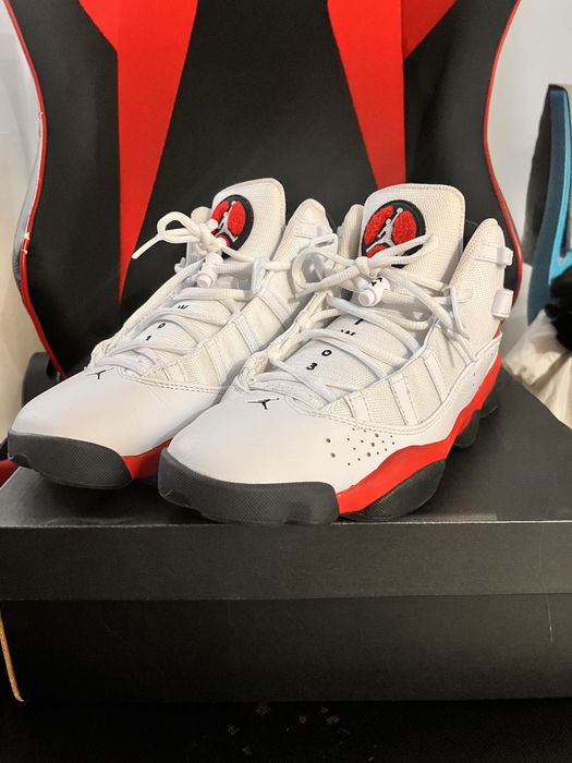 Jordan 6 Rings albi cu rosu si negru