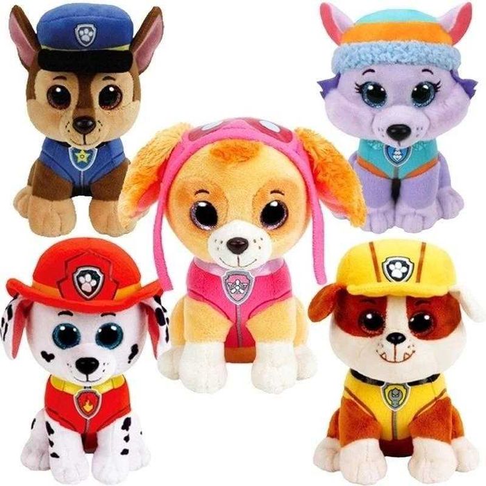 Плюшена играчка Пес Патрул "Стъклени очи" Скай, Рабъл Чейс Маршал и др