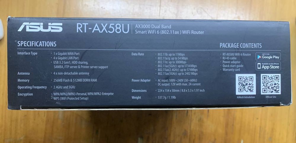 Роутер ASUS AX3000 RT-AX58U