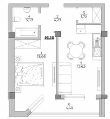 Продава се Двустаен апартамент в к.к. Св.Св. Константин и Елена - 57 кв.м за 1364 €/кв.м - Снимка #1