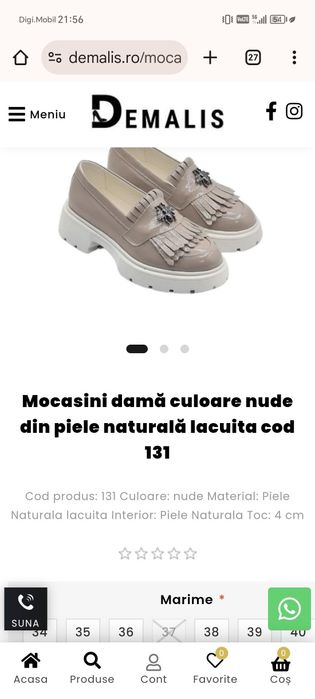 Mocasini damă culoare nude din piele naturală lacuita