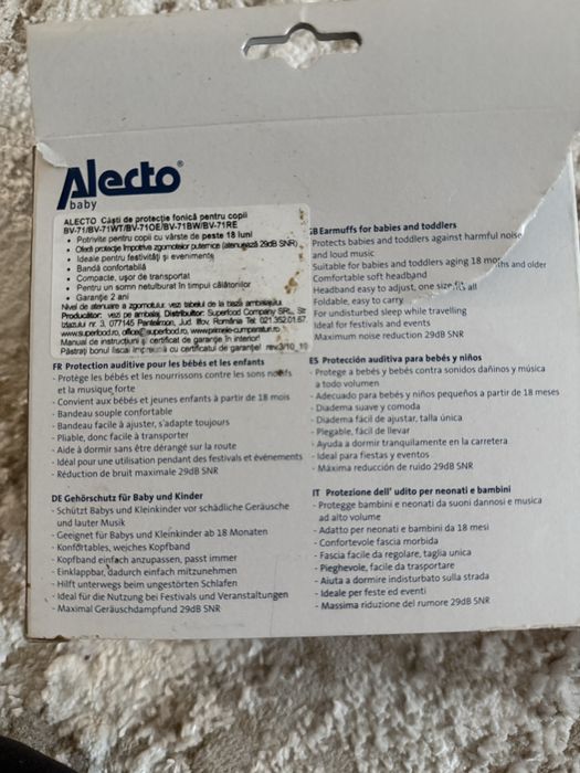 Casti antizgomot Alecto bebelusi